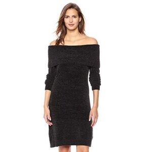 Nine West Charcoal Heather Off The‎ Shoulder Long Sleeve Sweater Dress XL